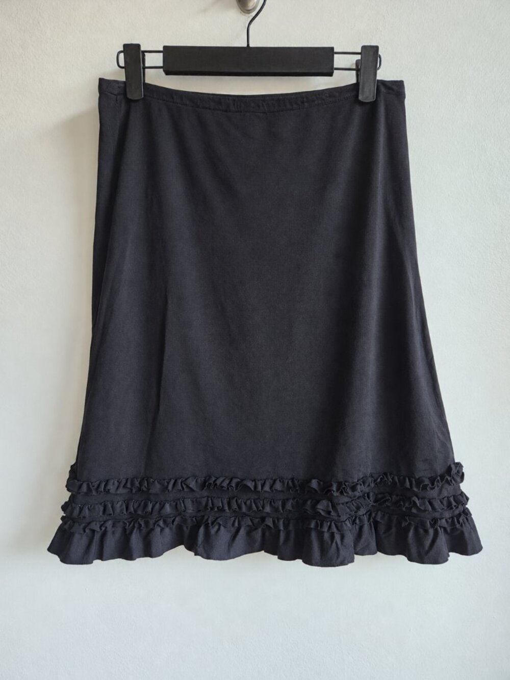 Jean Airoldi Prêt-à-Porter Black Ruffle Hem Skirt - Sz 8